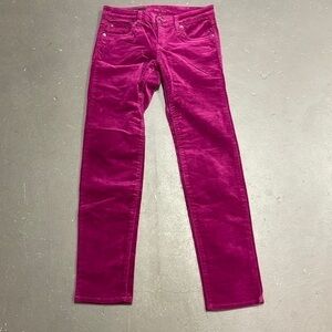Kut from the Kloth  stretchy velour corduroy jeweled tone purple skinny pants